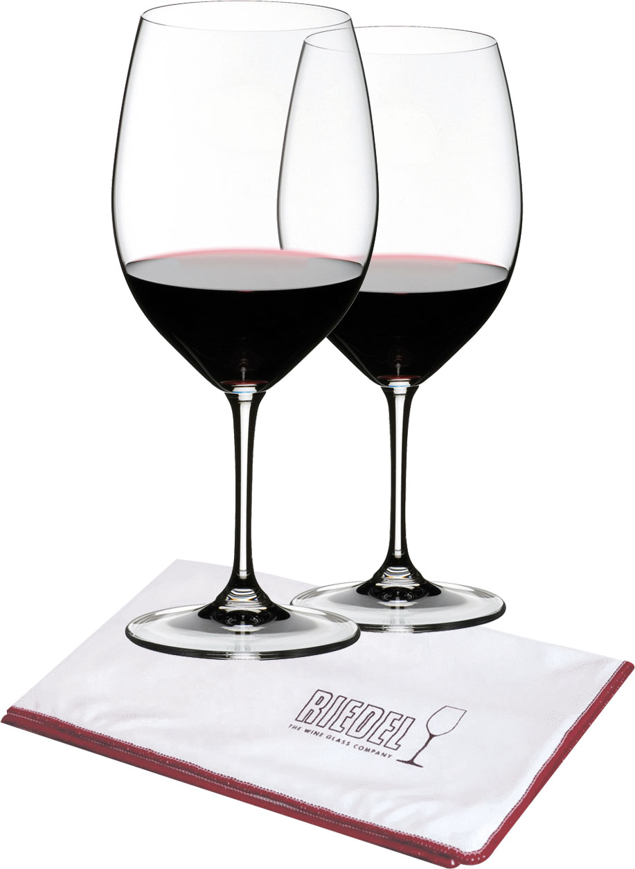 Riedel Vinum Cabernet-Merlot wijnglas met gratis poleerdoek (set van 2 glazen voor € 49,90)